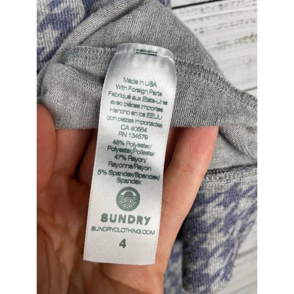 Anthropologie Sundry Houndstooth Sweater 3 L French Casual Stretch Soft Weekend - Picture 4 of 7